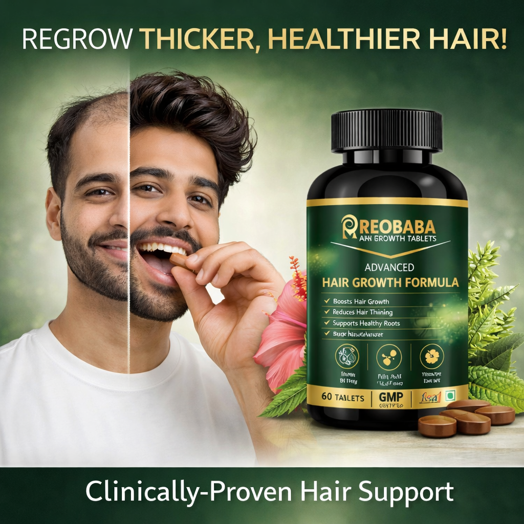 REOBABA Advanced Hair Growth Tablets - Natural Formula to Strengthen Roots & Reduce Hair Breakage - 60 Tablets for Healthy Hair Support - Image 3
