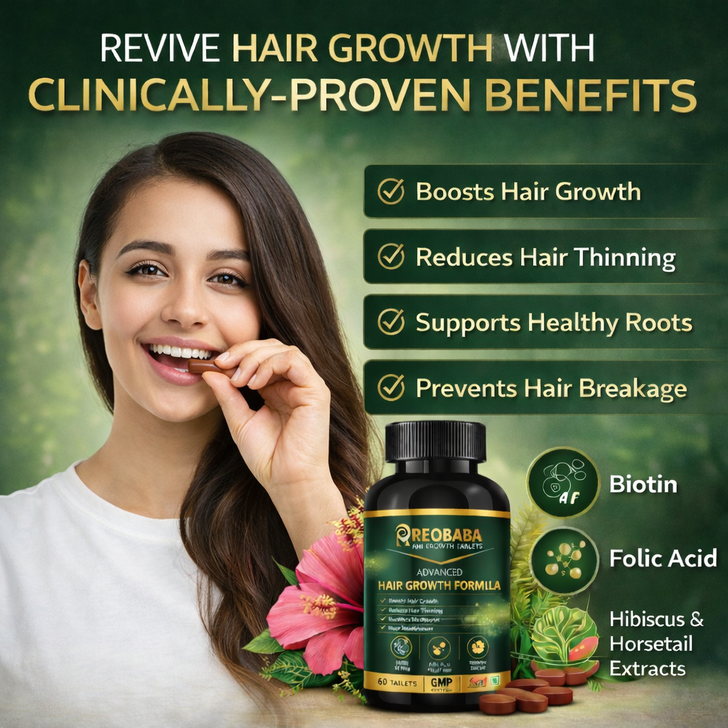REOBABA Advanced Hair Growth Tablets - Natural Formula to Strengthen Roots & Reduce Hair Breakage - 60 Tablets for Healthy Hair Support - Image 4