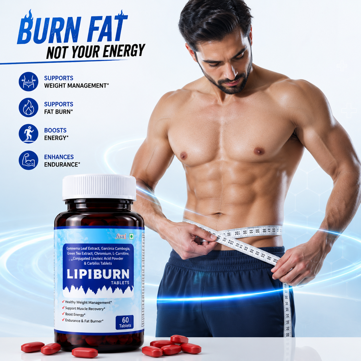 Lipiburn Advanced Weight Management Tablets - Natural Metabolism Booster & Fat Burner - 60 Tablets - Image 13