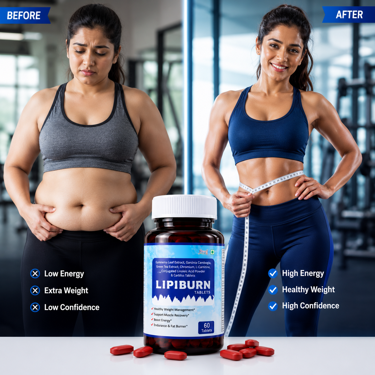 Lipiburn Advanced Weight Management Tablets - Natural Metabolism Booster & Fat Burner - 60 Tablets - Image 2