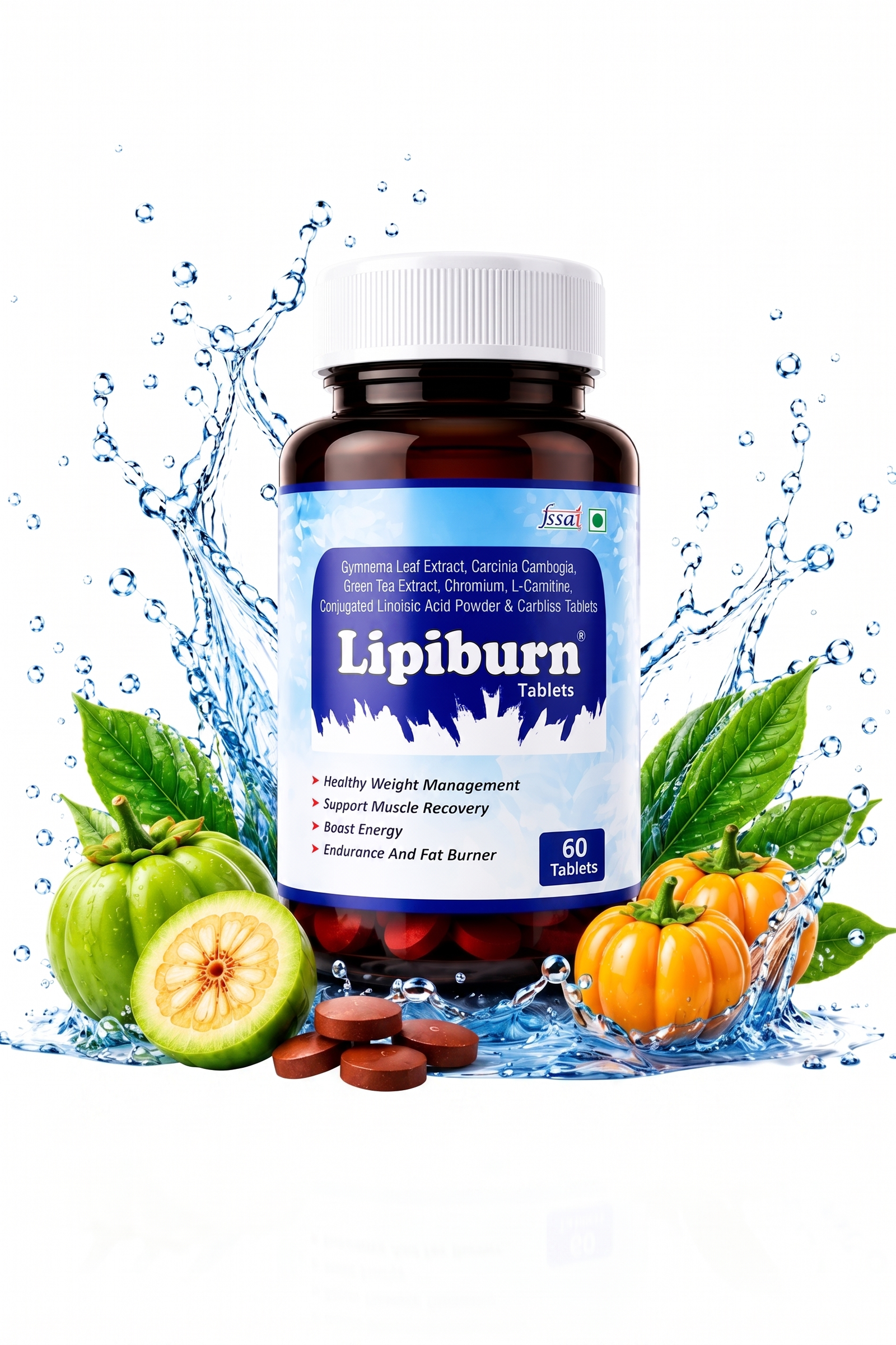 Lipiburn Advanced Weight Management Tablets - Natural Metabolism Booster & Fat Burner - 60 Tablets
