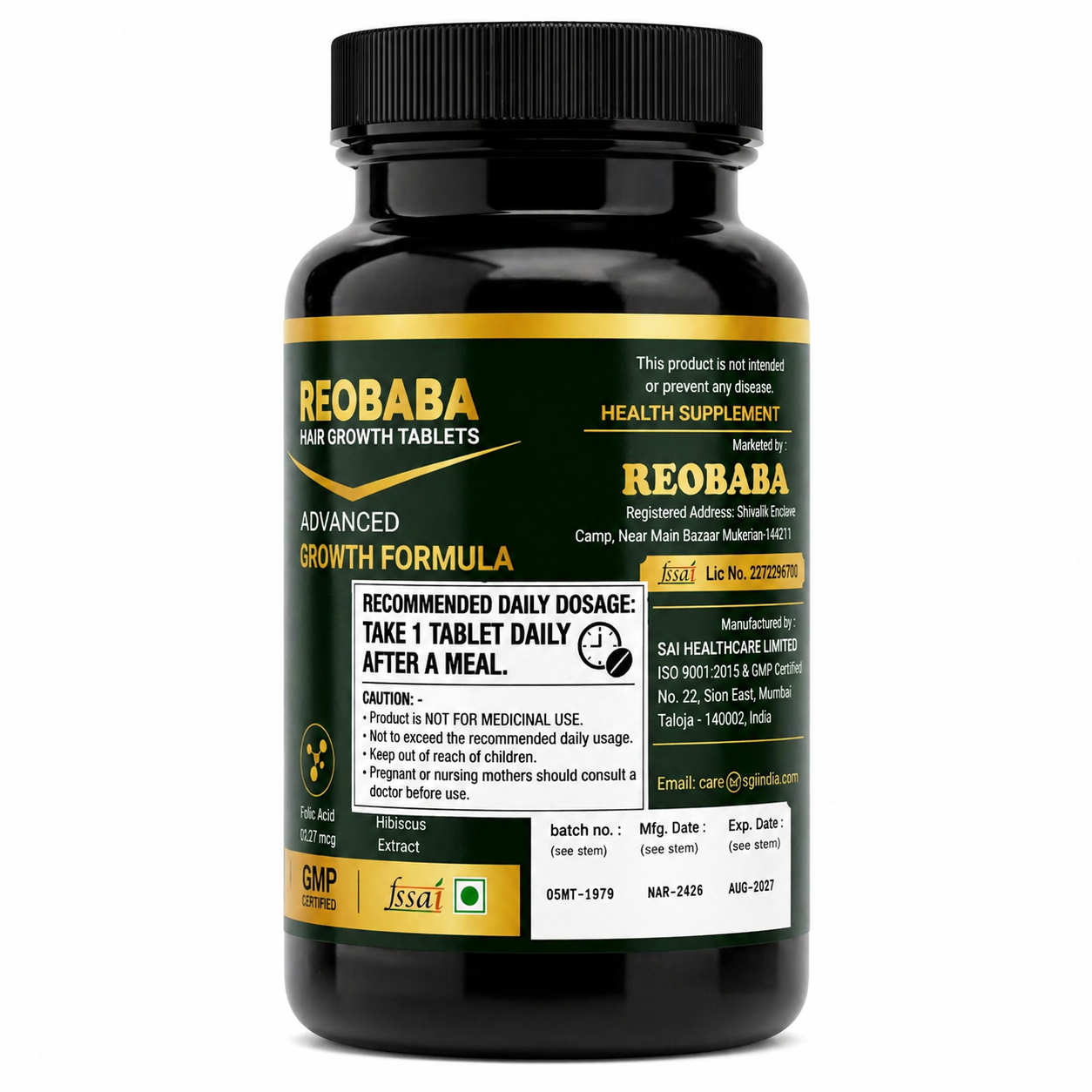 REOBABA Advanced Hair Growth Tablets - Natural Formula to Strengthen Roots & Reduce Hair Breakage - 60 Tablets for Healthy Hair Support - Image 6