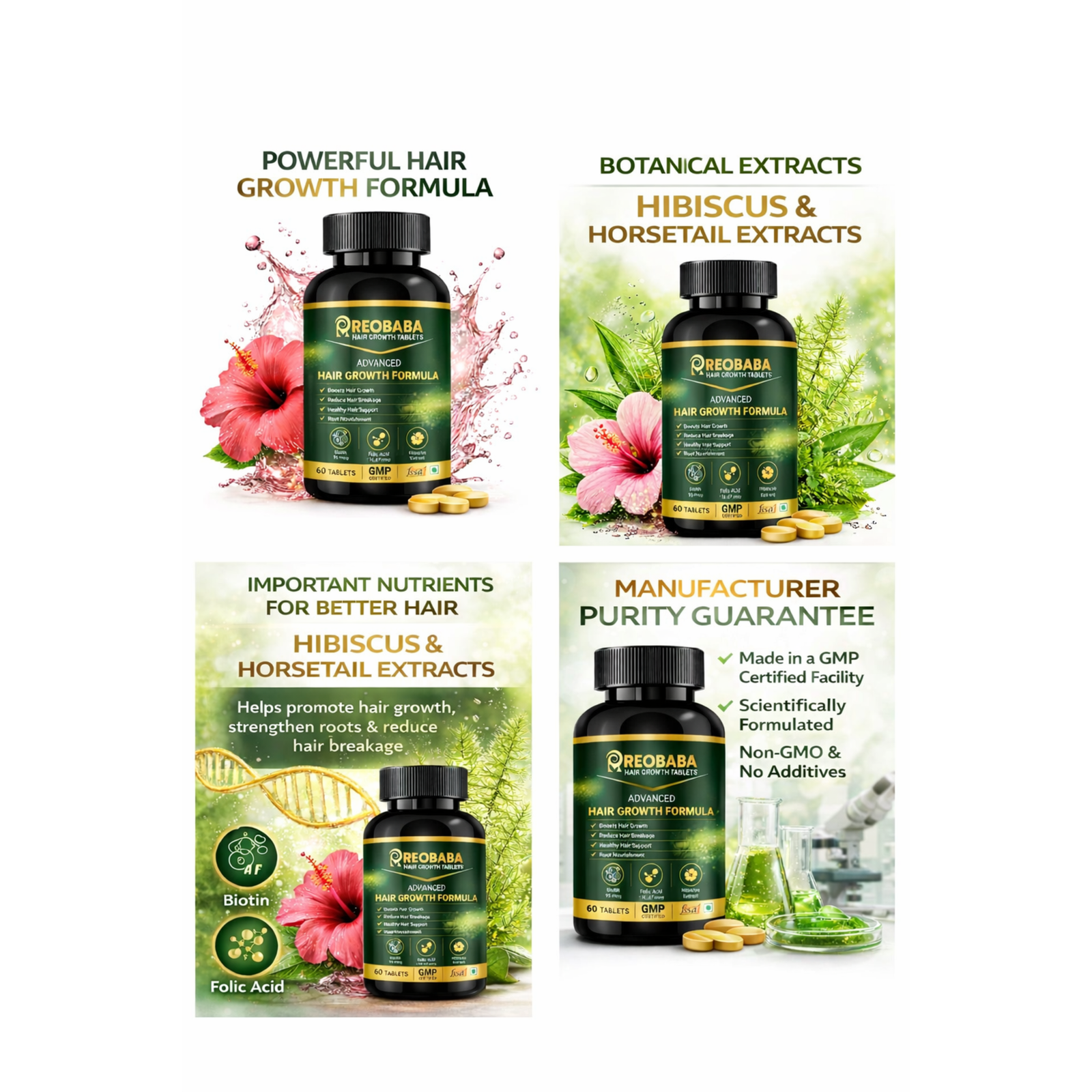 REOBABA Advanced Hair Growth Tablets - Natural Formula to Strengthen Roots & Reduce Hair Breakage - 60 Tablets for Healthy Hair Support - Image 7